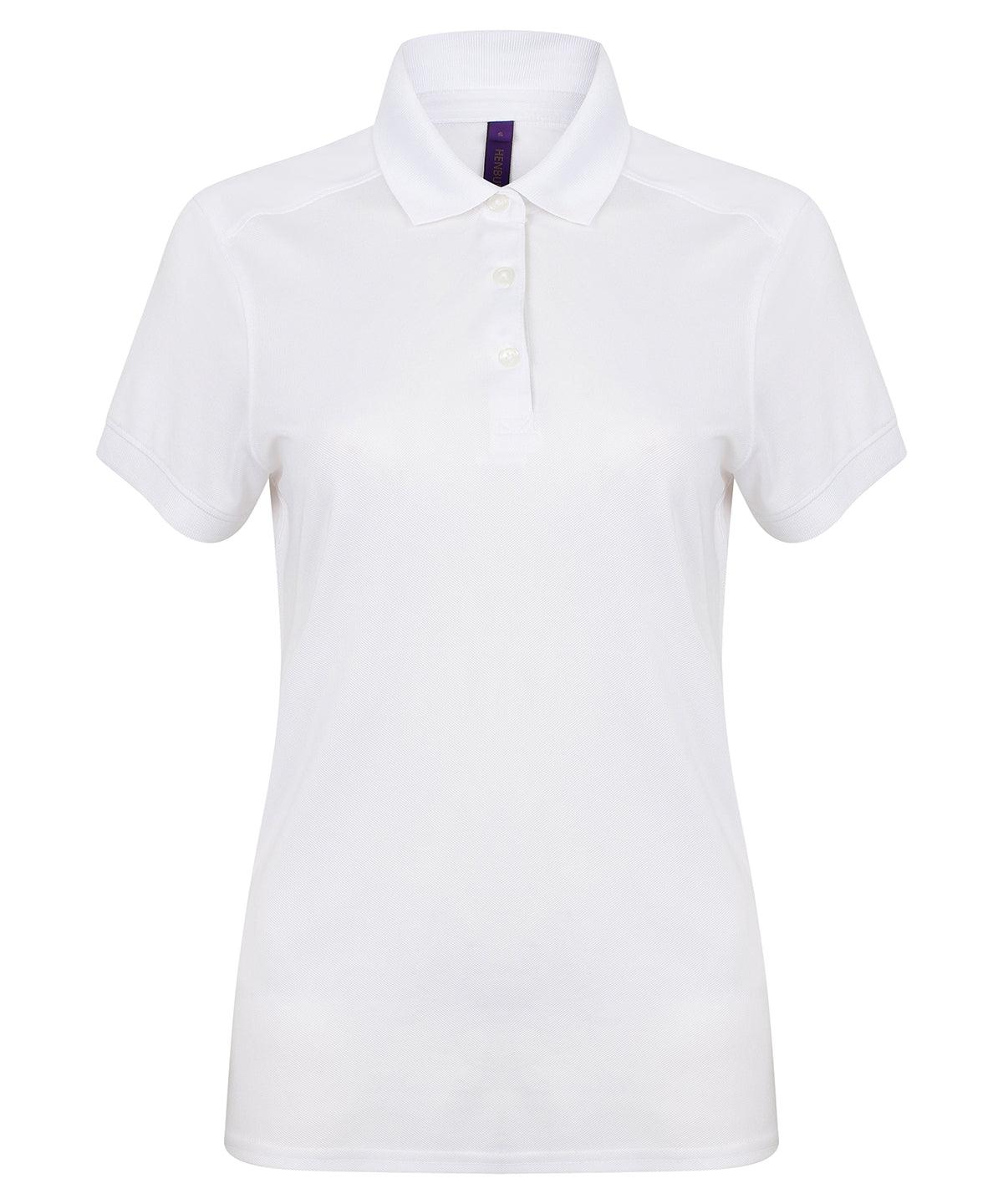 White* - Women's stretch polo shirt with wicking finish (slim fit) Polos Henbury Polos & Casual, Raladeal - Recently Added Schoolwear Centres