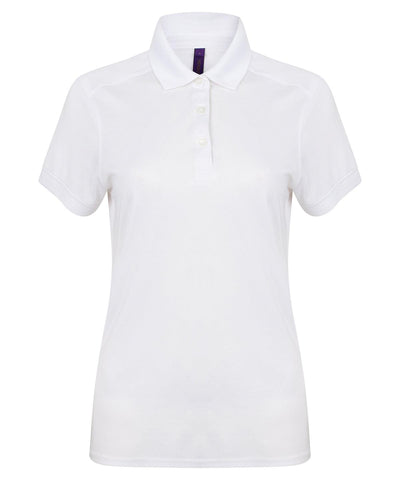 White* - Women's stretch polo shirt with wicking finish (slim fit) Polos Henbury Polos & Casual, Raladeal - Recently Added Schoolwear Centres
