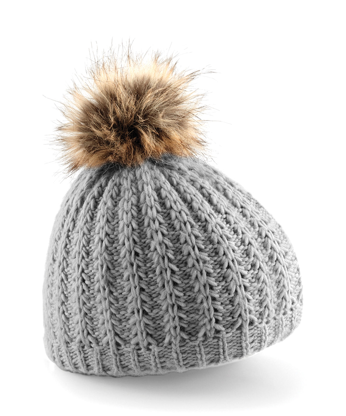 Fur pom pom beanie