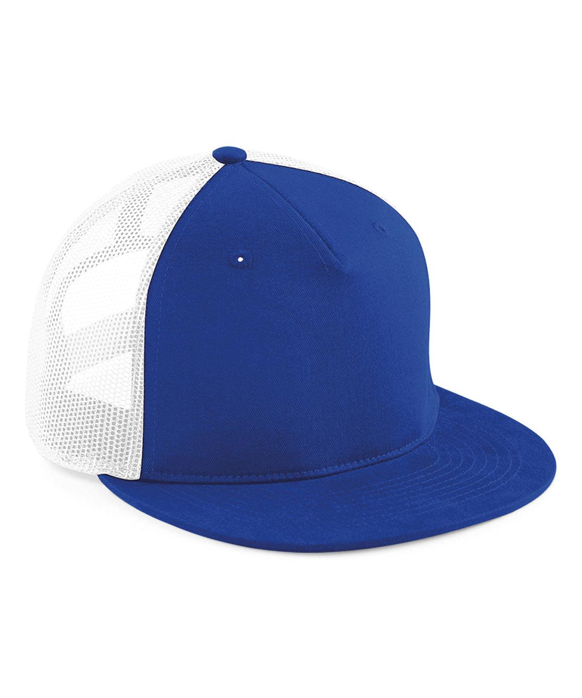 Bright Royal/White - Signature 5-panel mesh snapback Caps Beechfield Headwear, Raladeal - High Stock, Rebrandable Schoolwear Centres