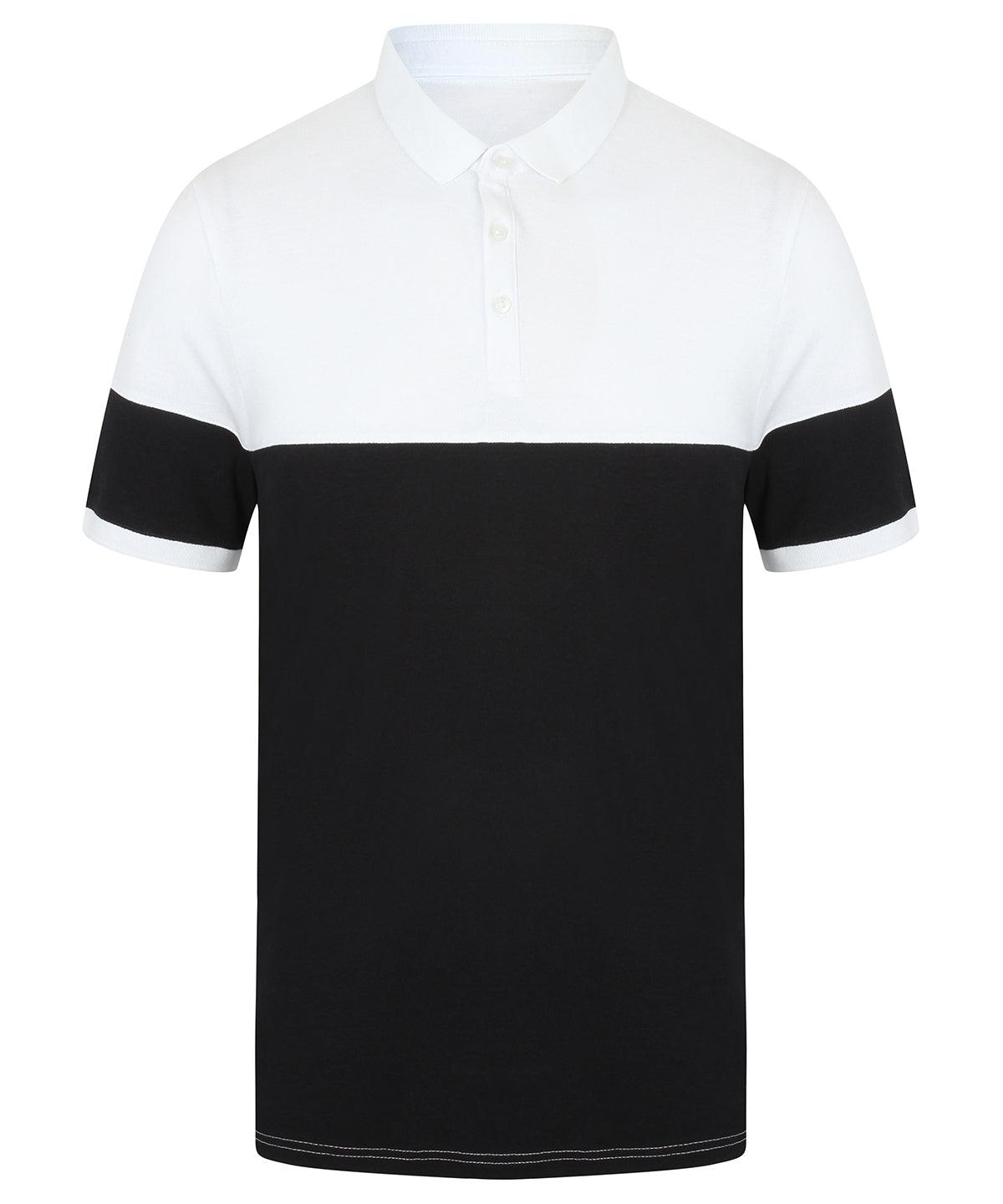 Navy/White - Contrast stretch polo shirt Polos Front Row Polos & Casual Schoolwear Centres