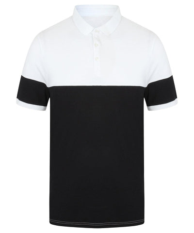 Navy/White - Contrast stretch polo shirt Polos Front Row Polos & Casual Schoolwear Centres