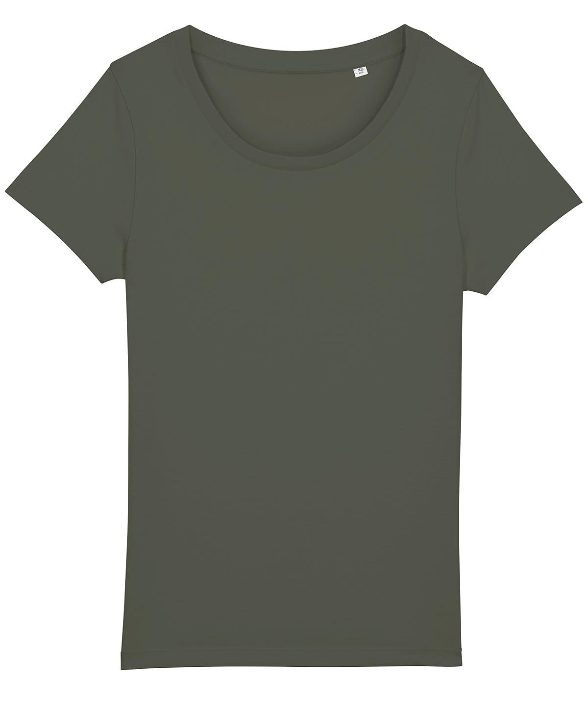 Khaki - Women's Stella Jazzer the essential t-shirt (STTW039) T-Shirts Stanley/Stella Exclusives, New Colours For 2022, Organic & Conscious, Plus Sizes, Raladeal - Recently Added, Raladeal - Stanley Stella, Rebrandable, Stanley/ Stella, T-Shirts & Vests Schoolwear Centres