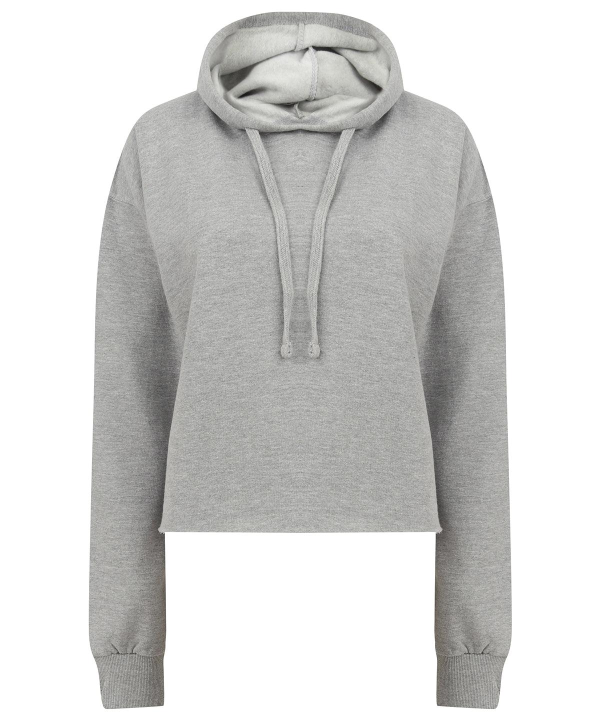 Heather Grey - Women's cropped slounge hoodie Hoodies SF Cropped, Directory, Hoodies, Rebrandable, Women's Fashion Schoolwear Centres