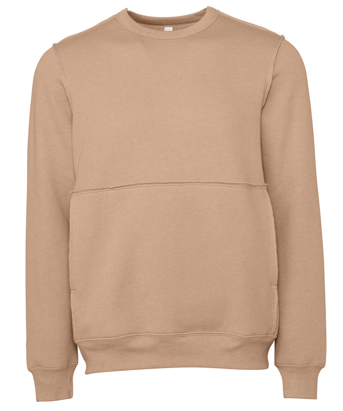 Heather Oatmeal - Unisex raw-seam crew pullover Sweatshirts Bella Canvas Luxe Streetwear, Merch, Street Casual, Sweatshirts, Working From Home Schoolwear Centres