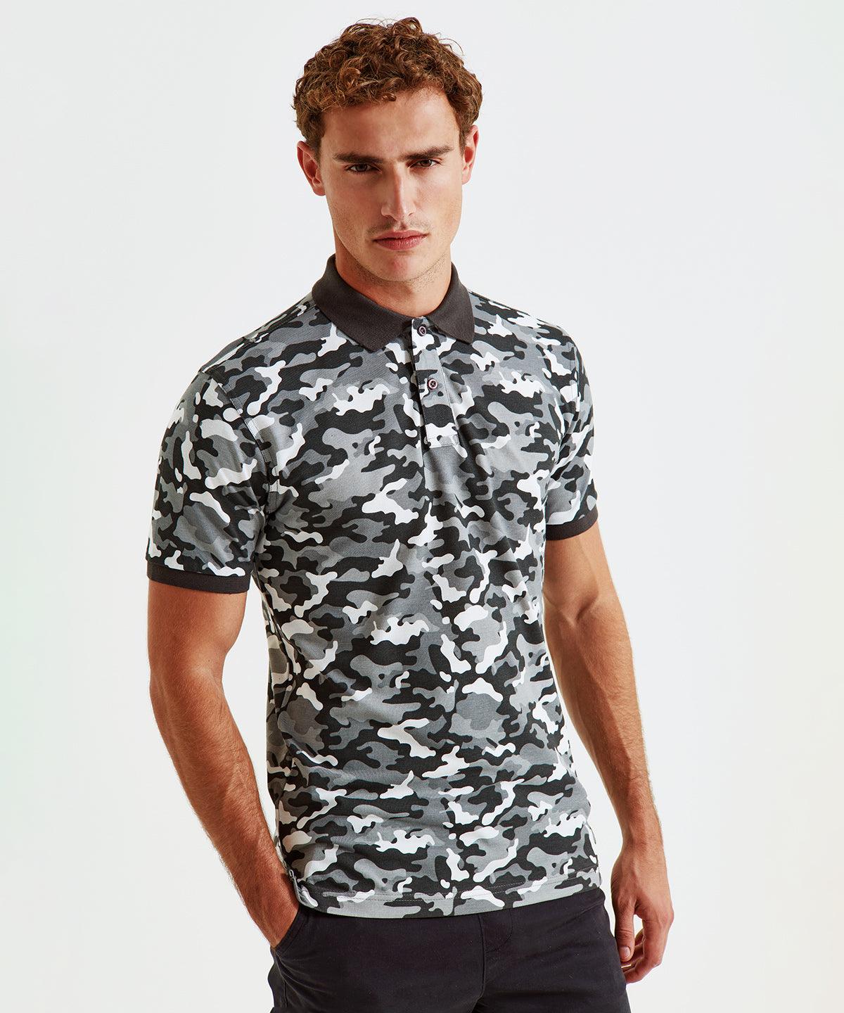 Camo Blue - Men's camo piqué polo Polos Asquith & Fox Camo, Perfect for DTG print, Plus Sizes, Polos & Casual, Resortwear Schoolwear Centres