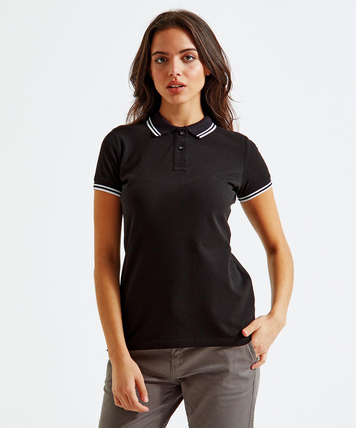 Burgundy/Sky - Women's classic fit tipped polo Polos Asquith & Fox Must Haves, Perfect for DTG print, Polos & Casual, Raladeal - Recently Added, Rebrandable, Women's Fashion Schoolwear Centres
