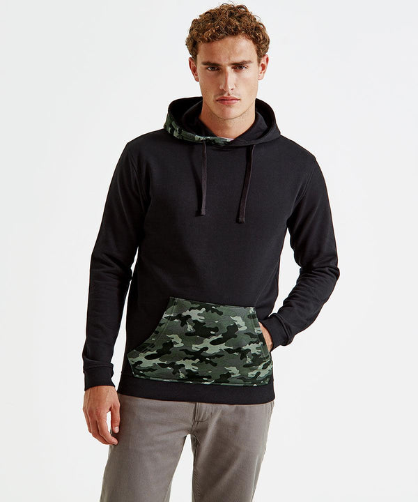 Black/Grey Camo - Men's camo trimmed hoodie Hoodies Asquith & Fox Camo, Hoodies, Plus Sizes Schoolwear Centres