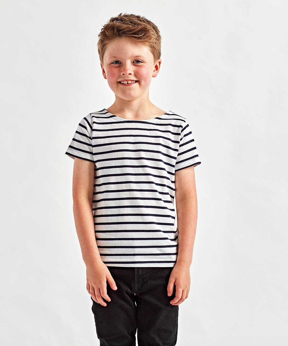 White/Navy - Kids Marinière coastal short sleeve tee T-Shirts Asquith & Fox Coastal Collection, Junior, T-Shirts & Vests Schoolwear Centres