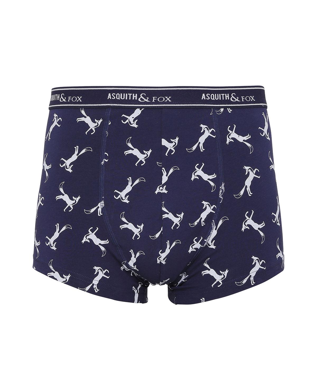 Black/Silver - Men's printed fox shorty Boxers Asquith & Fox Gifting & Accessories, Lounge & Underwear Schoolwear Centres