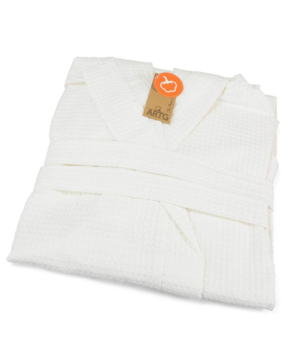 White - ARTG® waffle bathrobe with hood Robes A&R Towels Directory, Homewares & Towelling Schoolwear Centres