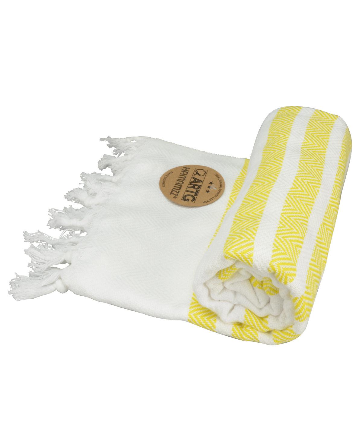 White/Bright Yellow - ARTG® Hamamzz® dalaman towel Towels A&R Towels Festival, Homewares & Towelling, New For 2021, New Products – February Launch, New Styles For 2021, Rebrandable, Summer Accessories Schoolwear Centres