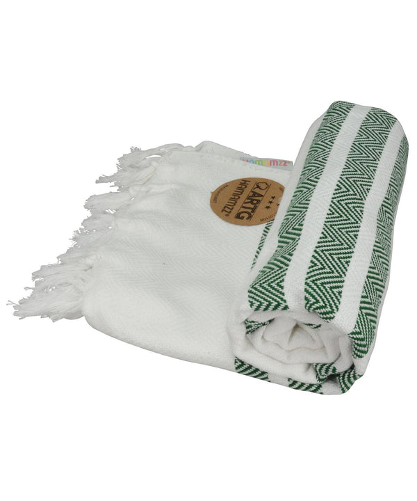 White/Dark Green - ARTG® Hamamzz® dalaman towel Towels A&R Towels Festival, Homewares & Towelling, New For 2021, New Products – February Launch, New Styles For 2021, Rebrandable, Summer Accessories Schoolwear Centres