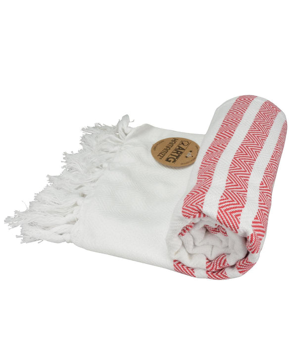 White/Fire Red - ARTG® Hamamzz® dalaman towel Towels A&R Towels Festival, Homewares & Towelling, New For 2021, New Products – February Launch, New Styles For 2021, Rebrandable, Summer Accessories Schoolwear Centres