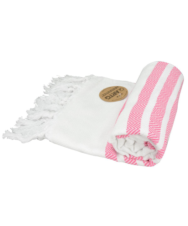 White/Pink - ARTG® Hamamzz® dalaman towel Towels A&R Towels Festival, Homewares & Towelling, New For 2021, New Products – February Launch, New Styles For 2021, Rebrandable, Summer Accessories Schoolwear Centres