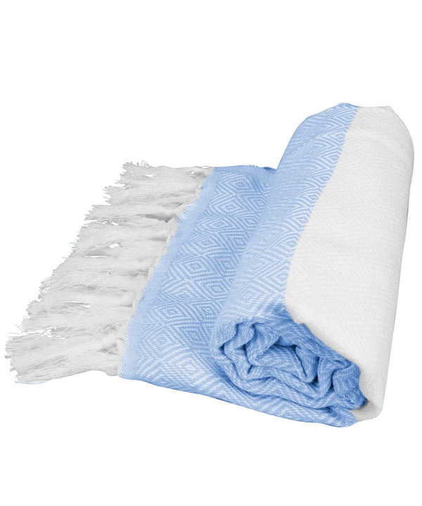 White/Light Blue - ARTG® Hamamzz® marmaris towel Towels A&R Towels Festival, Homewares & Towelling, New For 2021, New Products – February Launch, New Styles For 2021, Rebrandable, Summer Accessories Schoolwear Centres