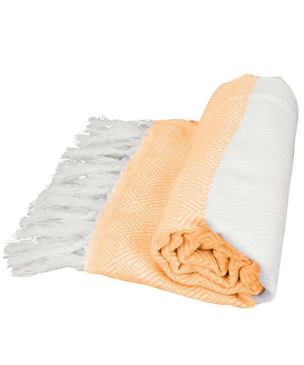 White/Light Orange - ARTG® Hamamzz® marmaris towel Towels A&R Towels Festival, Homewares & Towelling, New For 2021, New Products – February Launch, New Styles For 2021, Rebrandable, Summer Accessories Schoolwear Centres