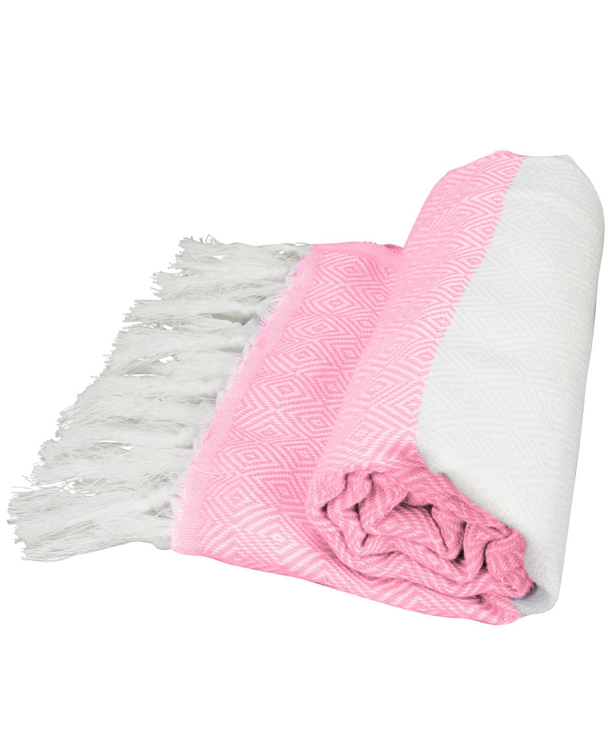 White/Light Pink - ARTG® Hamamzz® marmaris towel Towels A&R Towels Festival, Homewares & Towelling, New For 2021, New Products – February Launch, New Styles For 2021, Rebrandable, Summer Accessories Schoolwear Centres