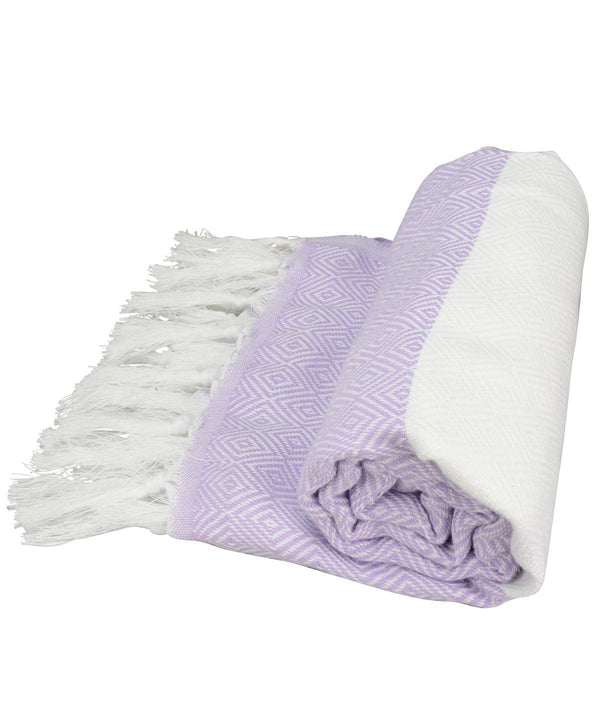 White/Light Purple - ARTG® Hamamzz® marmaris towel Towels A&R Towels Festival, Homewares & Towelling, New For 2021, New Products – February Launch, New Styles For 2021, Rebrandable, Summer Accessories Schoolwear Centres