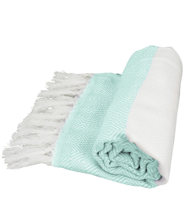 White/Mint Green - ARTG® Hamamzz® marmaris towel Towels A&R Towels Festival, Homewares & Towelling, New For 2021, New Products – February Launch, New Styles For 2021, Rebrandable, Summer Accessories Schoolwear Centres