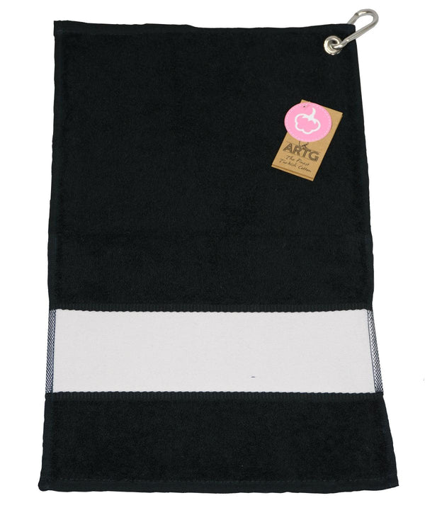 Black - ARTG® SUBLI-Me® golf towel Towels A&R Towels Homewares & Towelling, New For 2021, New Products – February Launch, New Styles For 2021, Rebrandable Schoolwear Centres