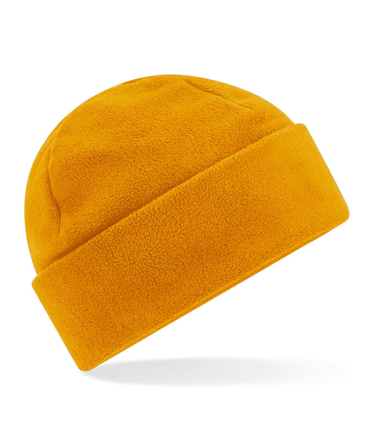 Mustard - Recycled fleece cuffed beanie Hats Beechfield Headwear, New For 2021, New In Autumn Winter, New In Mid Year, Recycled, Seasonal Styling, Winter Essentials Schoolwear Centres