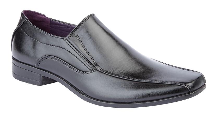 US Brass Twin Gusset PVC Sole Shoe in Black - B501A - Schoolwear Centres | School Uniform Centres