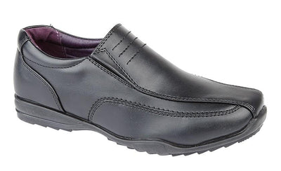 USBRASS (M 612A) 'STUD/PROFILE' Black Leather PU Shoe - Schoolwear Centres | School Uniform Centres