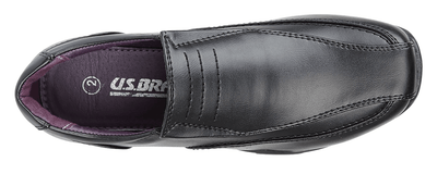 USBRASS (M 612A) 'STUD/PROFILE' Black Leather PU Shoe - Schoolwear Centres | School Uniform Centres