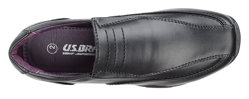 USBRASS (M 612A) 'STUD/PROFILE' Black Leather PU Shoe - Schoolwear Centres | School Uniform Centres