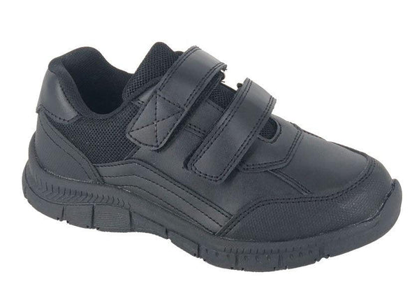 ROUTE 21  Twin Touch Fastening Boys Shoe | Black Action Coated Leather - Schoolwear Centres | School Uniforms near me