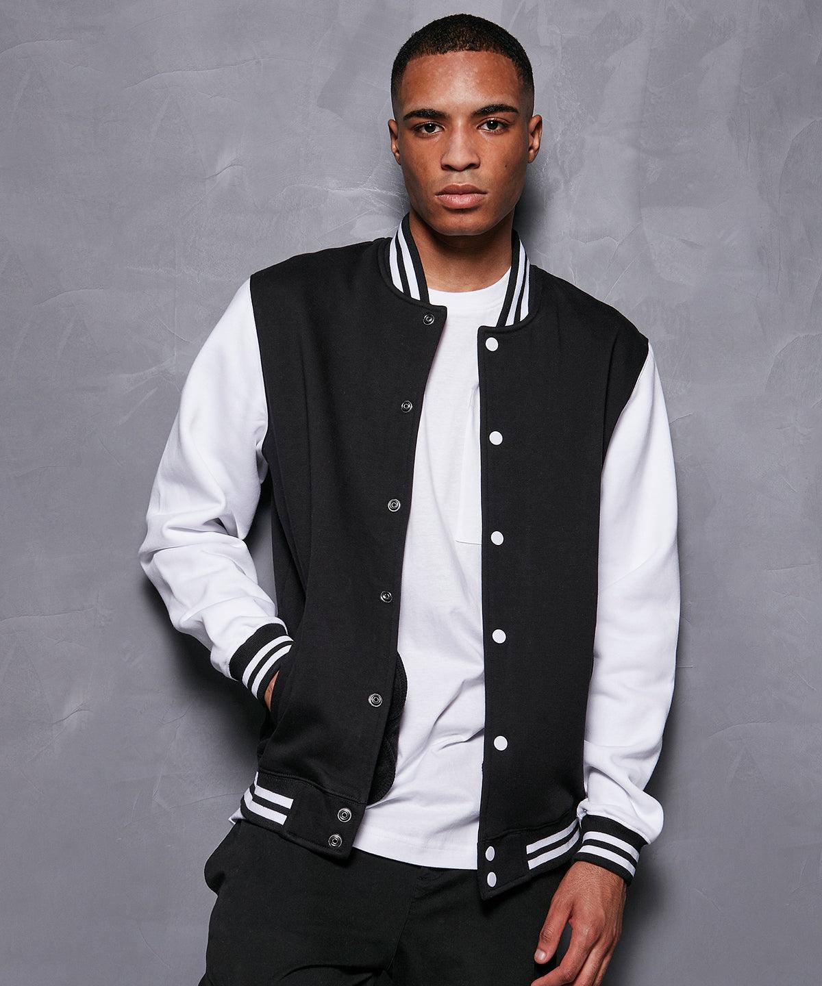 Black/White - Basic college jacket Jackets Build Your Brand Basic Jackets & Coats, New For 2021, New Styles For 2021, Plus Sizes, Rebrandable Schoolwear Centres