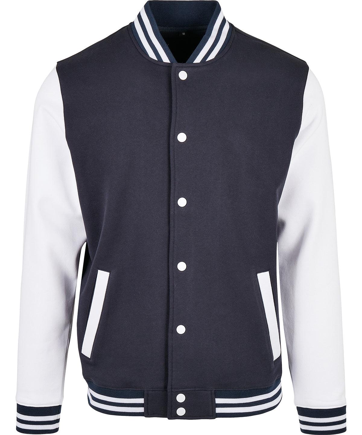 Navy/White - Basic college jacket Jackets Build Your Brand Basic Jackets & Coats, New For 2021, New Styles For 2021, Plus Sizes, Rebrandable Schoolwear Centres