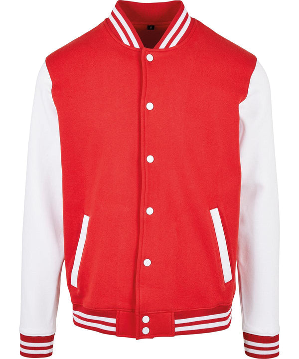 Red/White - Basic college jacket Jackets Build Your Brand Basic Jackets & Coats, New For 2021, New Styles For 2021, Plus Sizes, Rebrandable Schoolwear Centres