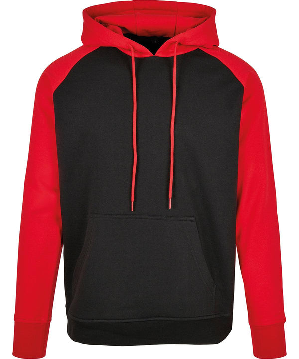 Black/Red - Basic raglan hoodie Hoodies Build Your Brand Basic Hoodies, New For 2021, New Styles For 2021, Plus Sizes, Rebrandable, Trending Schoolwear Centres