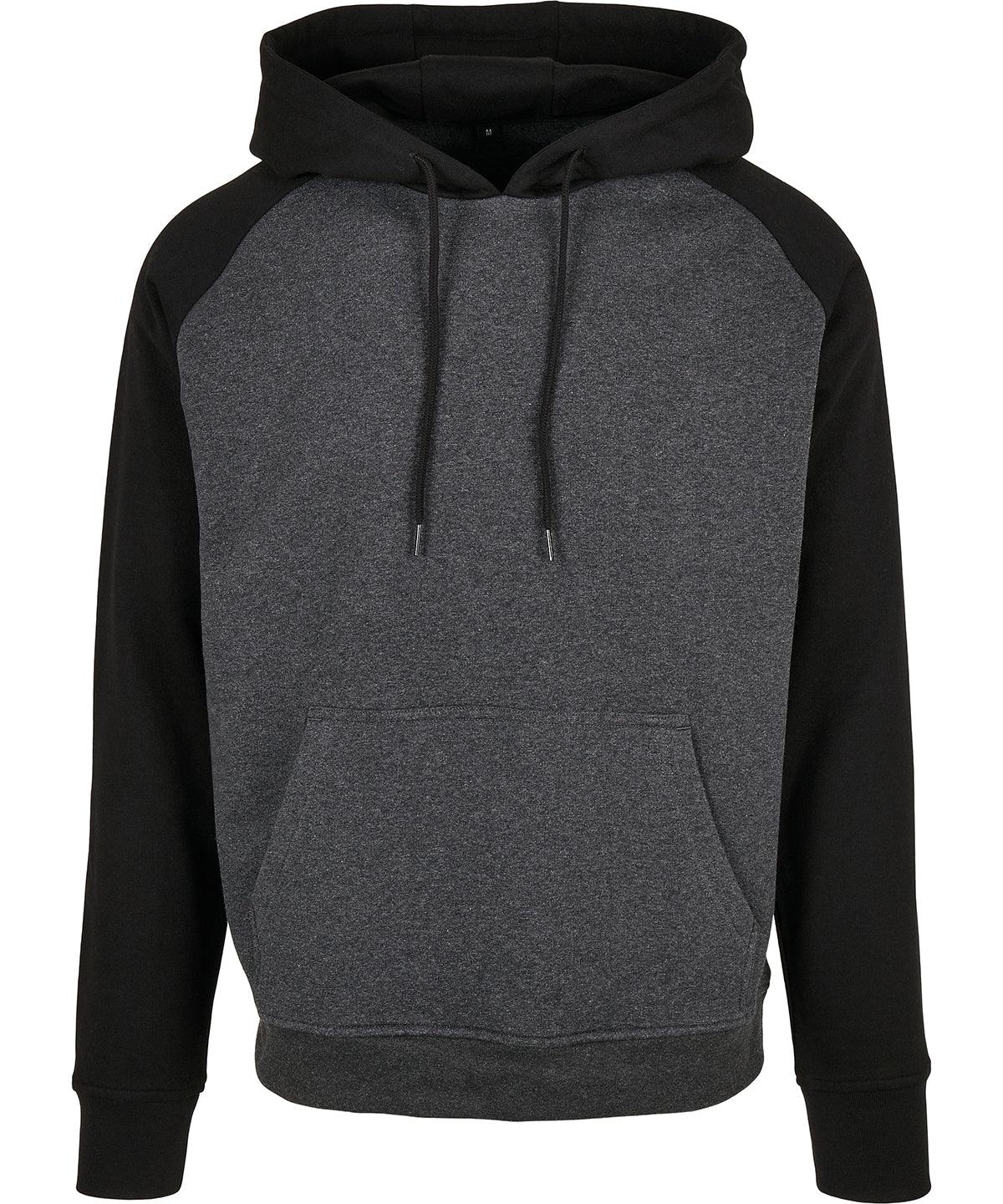 Charcoal/Black - Basic raglan hoodie Hoodies Build Your Brand Basic Hoodies, New For 2021, New Styles For 2021, Plus Sizes, Rebrandable, Trending Schoolwear Centres