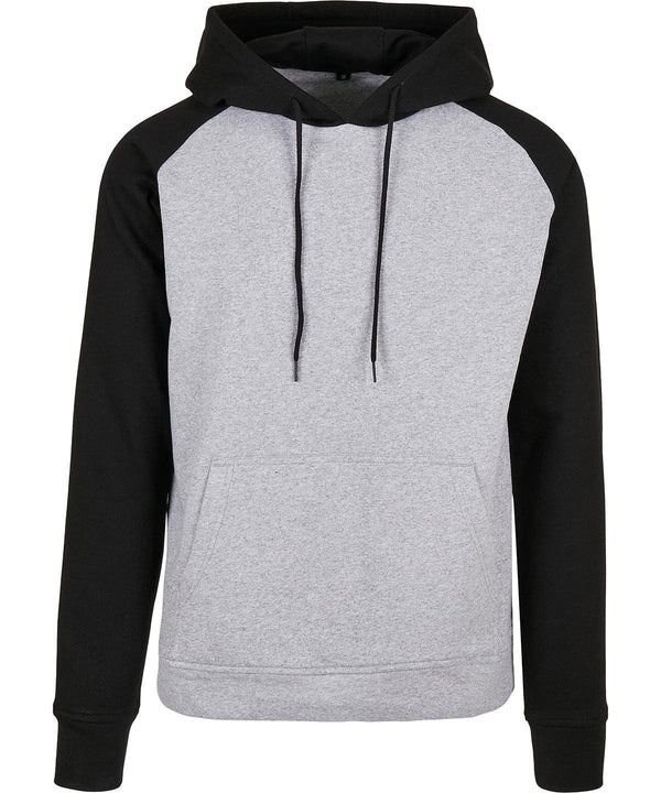 Heather Grey/Black - Basic raglan hoodie Hoodies Build Your Brand Basic Hoodies, New For 2021, New Styles For 2021, Plus Sizes, Rebrandable, Trending Schoolwear Centres