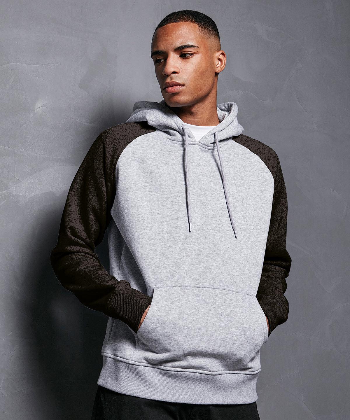 Heather Grey/Black - Basic raglan hoodie Hoodies Build Your Brand Basic Hoodies, New For 2021, New Styles For 2021, Plus Sizes, Rebrandable, Trending Schoolwear Centres