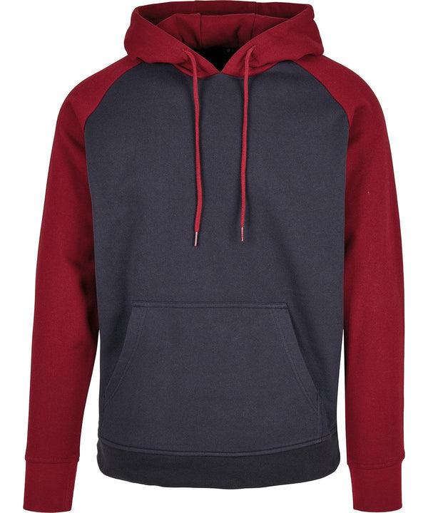 Navy/Burgundy - Basic raglan hoodie Hoodies Build Your Brand Basic Hoodies, New For 2021, New Styles For 2021, Plus Sizes, Rebrandable, Trending Schoolwear Centres