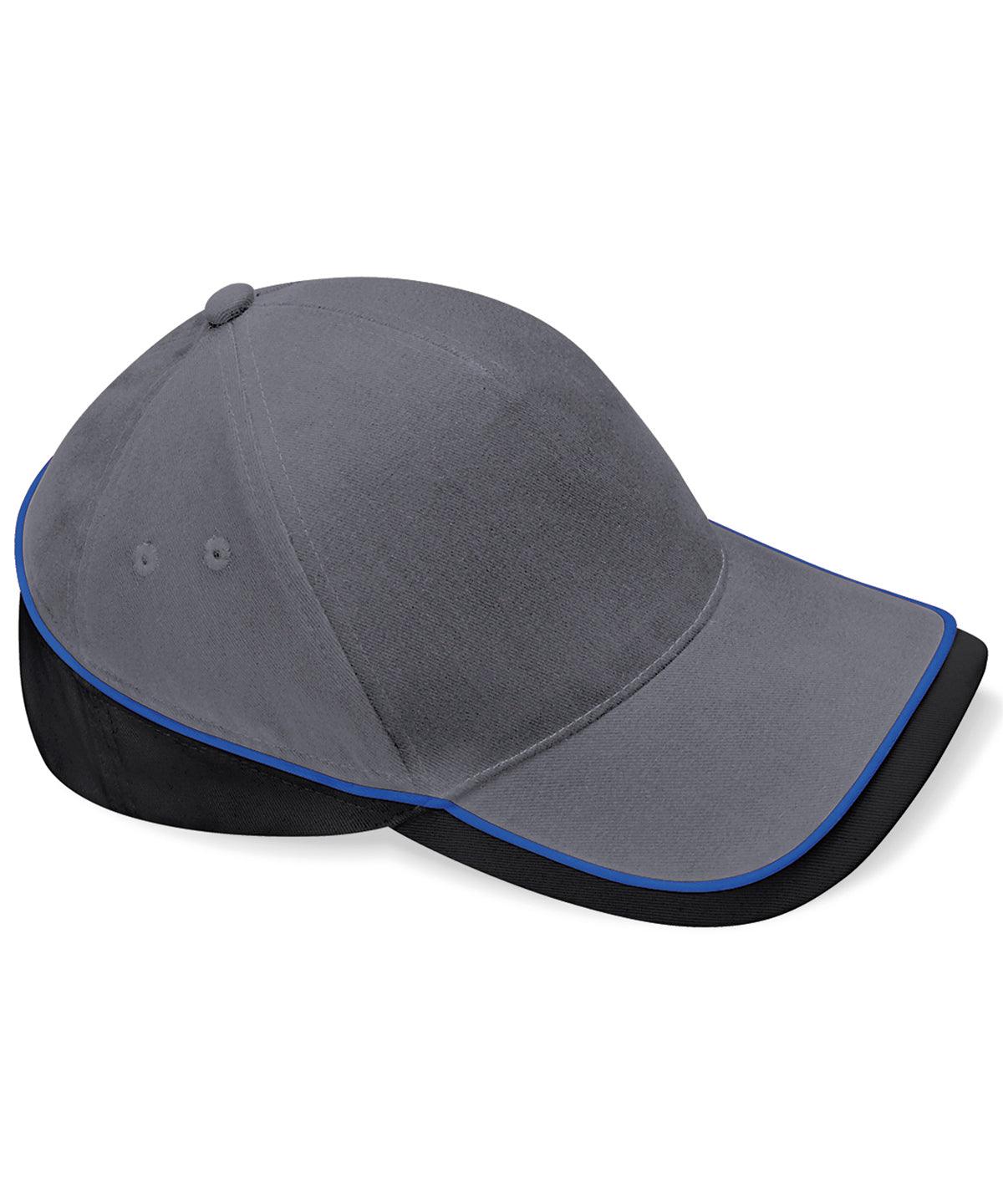 Graphite Grey/Black/Bright Royal - Teamwear competition cap Caps Beechfield Headwear, Must Haves, New Colours For 2022 Schoolwear Centres