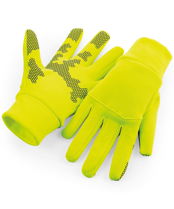 Fluorescent Yellow - Softshell sports tech gloves Gloves Beechfield Gifting & Accessories, Sports & Leisure, Winter Essentials Schoolwear Centres