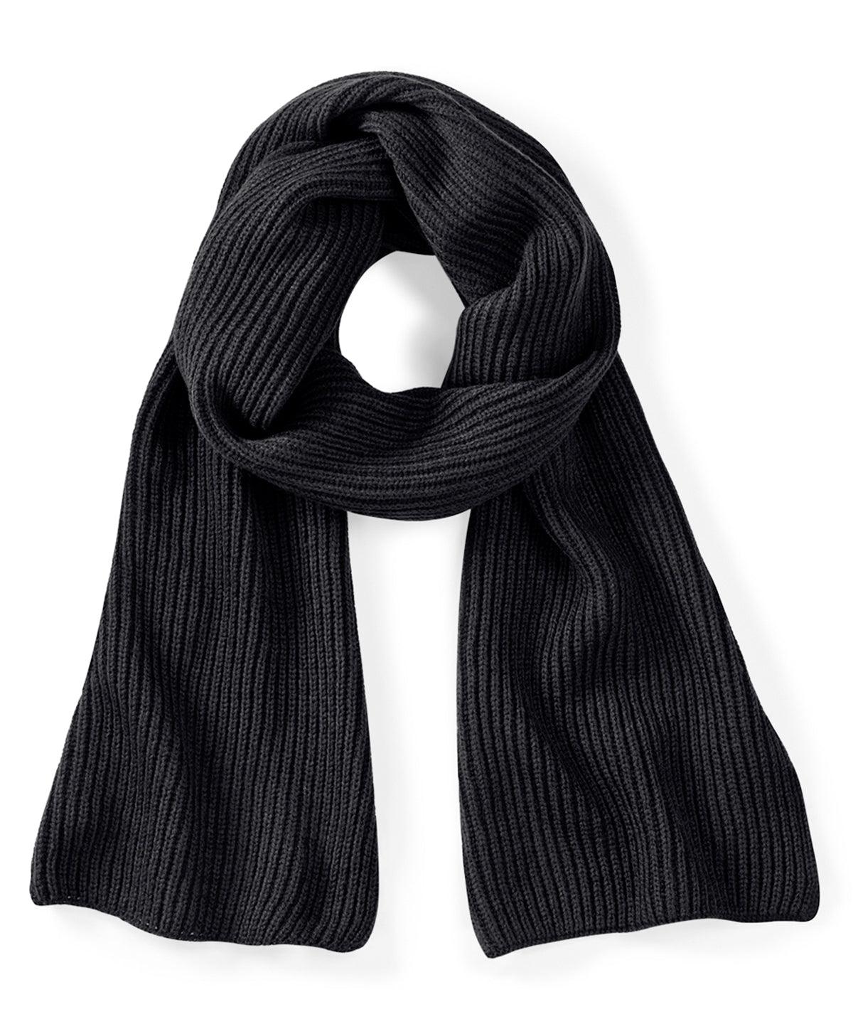 Black - Metro knitted scarf Scarves Beechfield Gifting & Accessories Schoolwear Centres