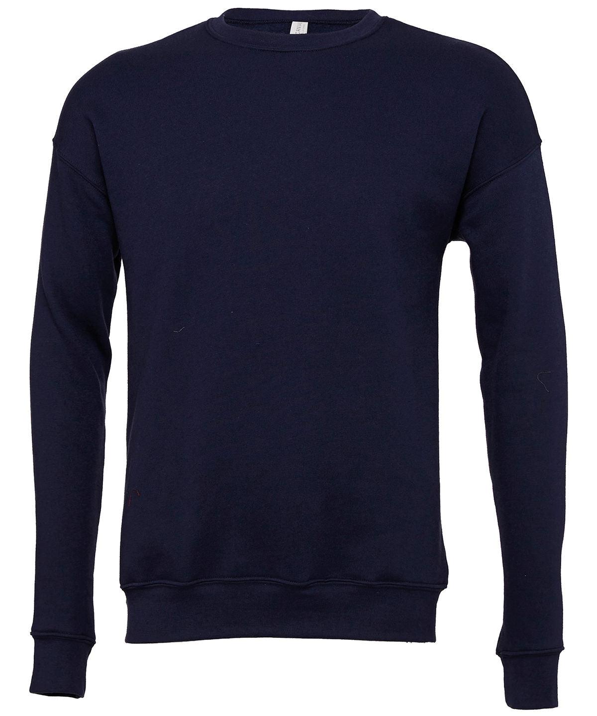 Navy - Unisex drop shoulder fleece Sweatshirts Bella Canvas Must Haves, New Colours For 2022, New Colours for 2023, Rebrandable, Sweatshirts, Working From Home Schoolwear Centres