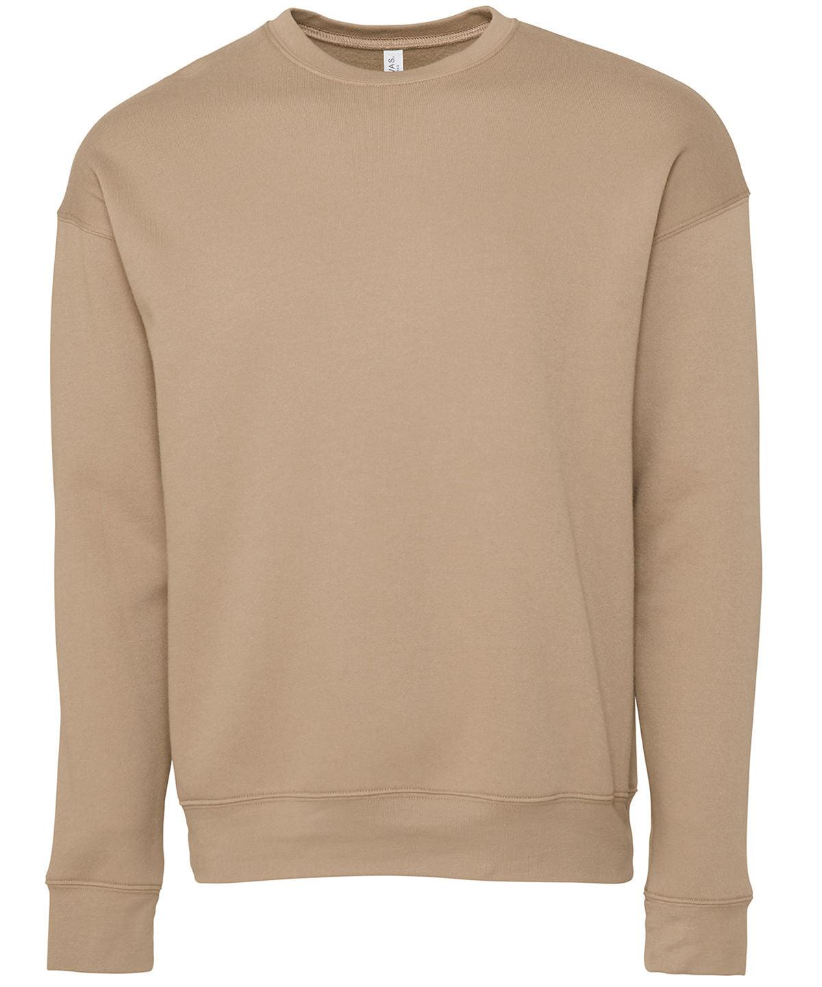 Tan - Unisex drop shoulder fleece Sweatshirts Bella Canvas Must Haves, New Colours For 2022, New Colours for 2023, Rebrandable, Sweatshirts, Working From Home Schoolwear Centres