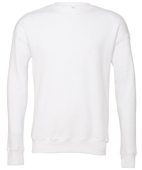 White - Unisex drop shoulder fleece Sweatshirts Bella Canvas Must Haves, New Colours For 2022, New Colours for 2023, Rebrandable, Sweatshirts, Working From Home Schoolwear Centres