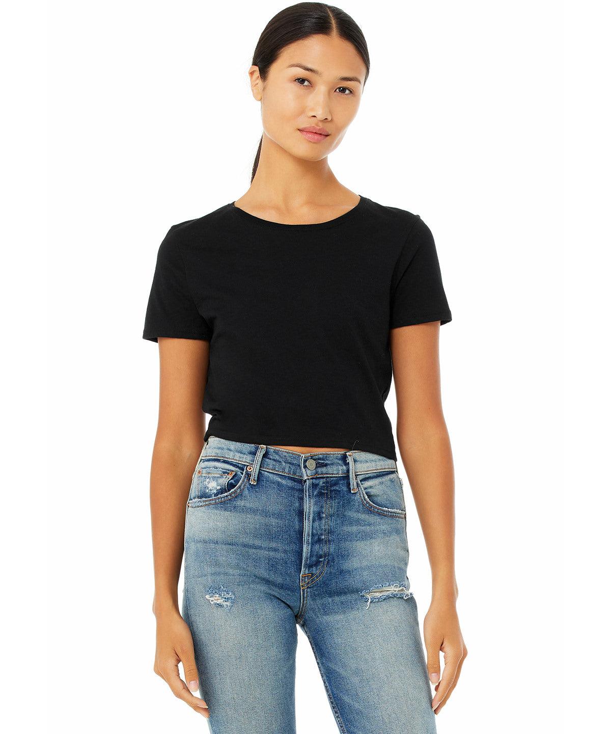 Black - Women's polycotton crop tee T-Shirts Bella Canvas Cropped, Rebrandable, T-Shirts & Vests, Women's Fashion Schoolwear Centres