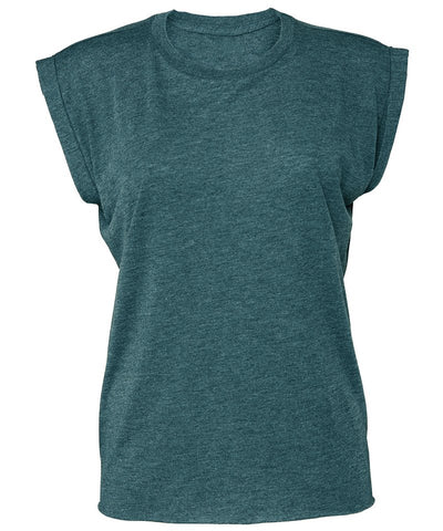 Women's flowy muscle tee with rolled cuff