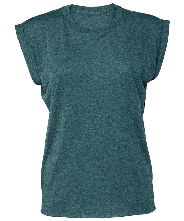 Women's flowy muscle tee with rolled cuff