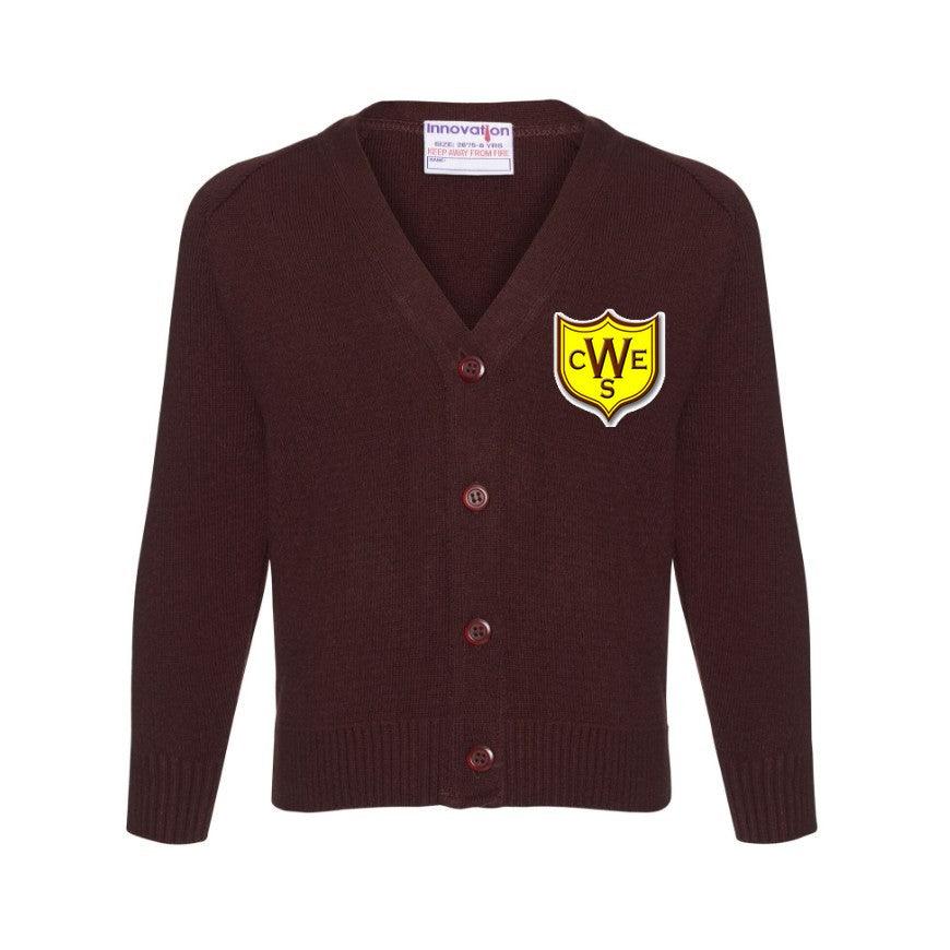The Wickford Infant School - Brown Knitwear (Knitted) Cardigan with School Logo - Schoolwear Centres | School Uniform Centres