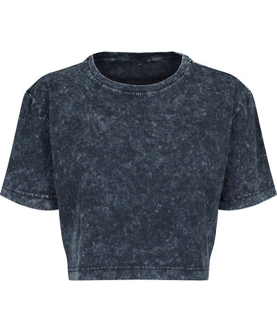 Women's acid washed cropped tee